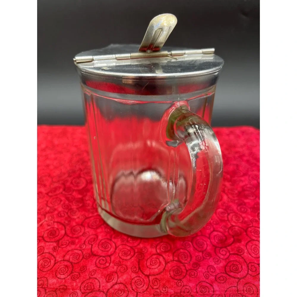 Vintage McKee Glass Syrup Pitcher, Grand Silver Co. Dispenser